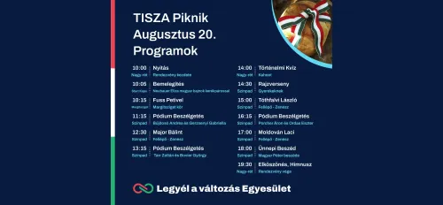 TISZA PIKNIK PROGRAM 2024. augusztus 20.